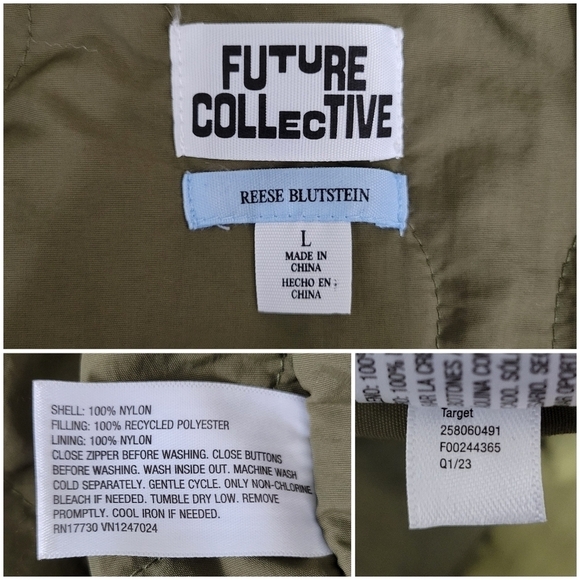 Future Collective Two-Tone Quilt Lined Utility Jacket Women's Size L Green - Picture 7 of 11